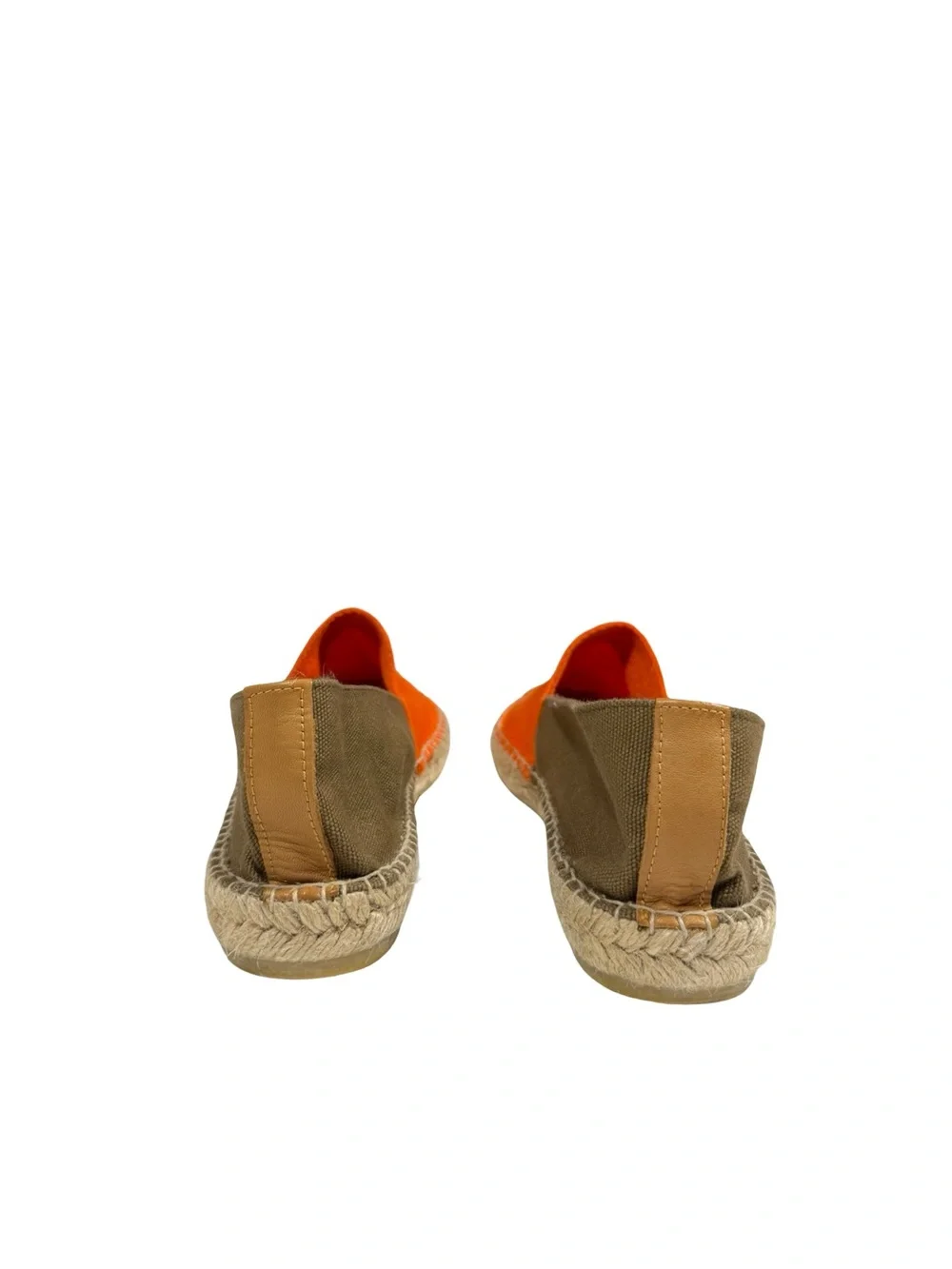 Tory Burch Espadrille Flats Womens Sz 8 Canvas Colorblock Orange Summer Resort